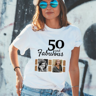 50と素晴らしい金ゴールドグリッター2写真50誕生日 Tシャツ