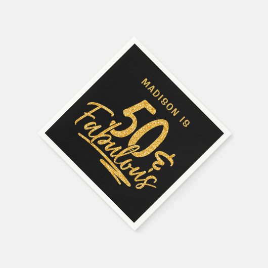 50と素晴らしい金ゴールドグリッター50番目の誕生日名 スタンダードカクテルナプキン (角)