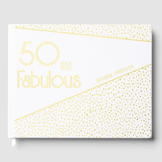 50と素晴らしい金ゴールドグリッター50誕生日 ゲストブック (正面)