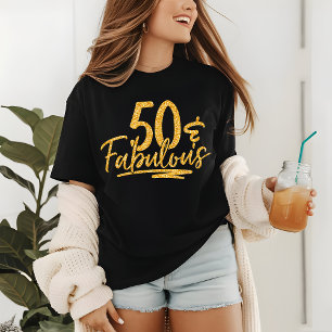 50と素晴らしい金ゴールドグリッター50th誕生日スパークル トライブレンドＴシャツ