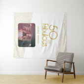 50と素晴らしい金ゴールドグリッター50th誕生日写真 タペストリー (インサイチュ(横))