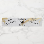 50と素晴らしい金ゴールドグレー大理石とブラック文字 ペットボトルラベル (シングルラベル)