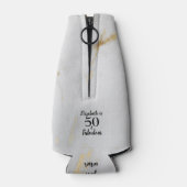 50と素晴らしい金ゴールドグレー大理石とブラック文字 ボトルクーラー (裏面)