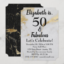50と素晴らしい金ゴールドグレー大理石とブラック文字
