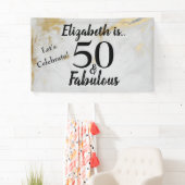 50と素晴らしい金ゴールドグレー大理石とブラック文字 横断幕 (インサイチュ)