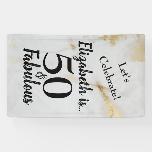 50と素晴らしい金ゴールドグレー大理石とブラック文字 横断幕 (横)