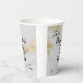 50と素晴らしい金ゴールドグレー大理石とブラック文字 紙コップ (右)