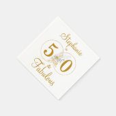 50と素晴らしい金ゴールドスクリプト名の誕生日パーティー スタンダードカクテルナプキン (角)