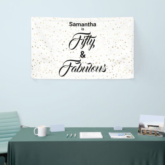 50と素晴らしい金ゴールドスターパーソナライズされたバナー 横断幕 (トレードショー)