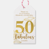 50と素晴らしい金ゴールドタイポグラフィ葉ギフトラベル ギフトタグ (正面)