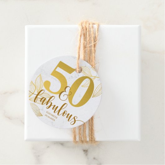 50と素晴らしい金ゴールドタイポグラフィ葉メッセージカード フェイバータグ (インサイチュ)