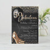 50と素晴らしい金ゴールドハイヒールオンブラック 招待状 (スタンド正面)