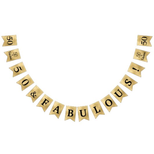 50と素晴らしい金ゴールドバンティングフラグ バンティングフラッグ (全)