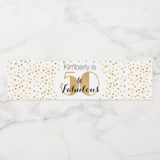 50と素晴らしい金ゴールドパーソナライズされた誕生日パーティー ペットボトルラベル (シングルラベル)