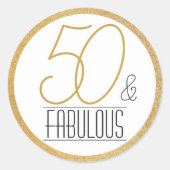 50と素晴らしい金ゴールドパーソナライズされた誕生日パーティー ラウンドシール (正面)