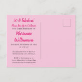 50と素晴らしい金ゴールドピンクブラック誕生日タイポグラフィ インビテーションポストカード (裏面)