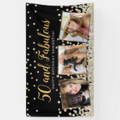 50と素晴らしい金ゴールドフォトコラージュ50誕生日 横断幕 (縦)