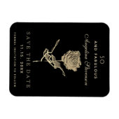 50と素晴らしい金ゴールドフローラ誕生日日付を保存 マグネット (横)