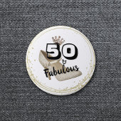 50と素晴らしい金ゴールドブラックはっきりした誕生日 缶バッジ