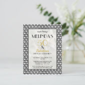 50と素晴らしい金ゴールドブラックアールデコ誕生日パーティー 招待状 (スタンド正面)