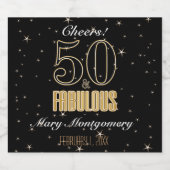 50と素晴らしい金ゴールドブラックタイポグラフィ50誕生日 スパークリングワインラベル (シングルラベル)