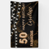 50と素晴らしい金ゴールドブラックバルーンライト誕生日 横断幕 (縦)