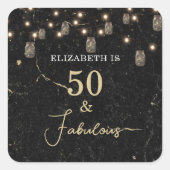 50と素晴らしい金ゴールドブラックマーブルメイスンジャールライト スクエアシール (正面)