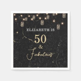 50と素晴らしい金ゴールドブラックマーブルメイスンジャールライト スタンダードカクテルナプキン