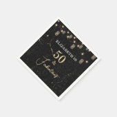 50と素晴らしい金ゴールドブラックマーブルメイスンジャールライト スタンダードカクテルナプキン (角)
