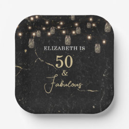 50と素晴らしい金ゴールドブラックマーブルメイスンジャールライト ペーパープレート