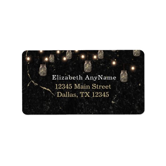 50と素晴らしい金ゴールドブラックマーブルメイスンジャールライト ラベル (正面)