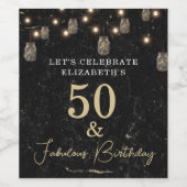 50と素晴らしい金ゴールドブラックマーブルメイスンジャールライト ワインラベル (シングルラベル)