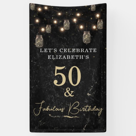 50と素晴らしい金ゴールドブラックマーブルメイスンジャールライト 横断幕 (縦)