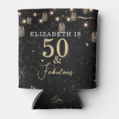 50と素晴らしい金ゴールドブラックマーブルメイスンジャールライト 缶クーラー (正面)