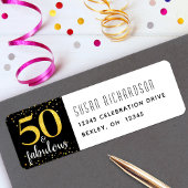 50と素晴らしい金ゴールドブラック誕生日差出人住所 ラベル