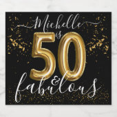 50と素晴らしい金ゴールドブラック誕生祝い スパークリングワインラベル (シングルラベル)