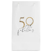50と素晴らしい金ゴールドブラック&ホワイト50誕生日 スモールペーパーバッグ (正面)