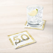 50と素晴らしい金ゴールドホワイト誕生日 スクエアペーパーコースター (インサイチュ)