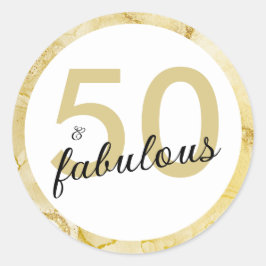 50と素晴らしい金ゴールドホワイト誕生日 ラウンドシール