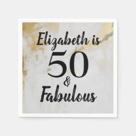 50と素晴らしい金ゴールド大理石とブラック文字 スタンダードカクテルナプキン
