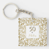 50と素晴らしい金ゴールド装飾旋回葉 キーホルダー (正面)