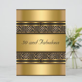 50と素晴らしい金ゴールド誕生日パーティーの招待 招待状 (スタンド正面)