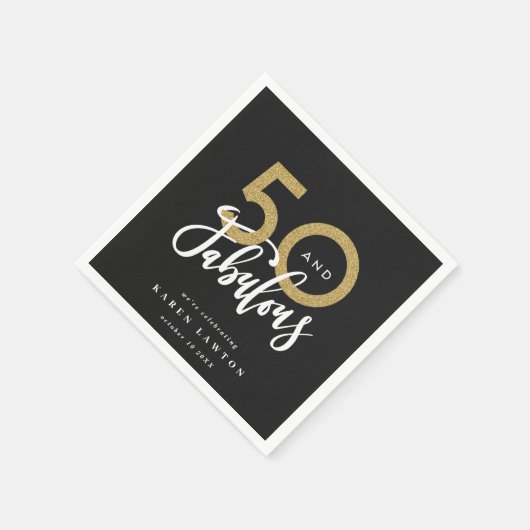 50と素晴らしい金ゴールド誕生日パーティー スタンダードカクテルナプキン (角)
