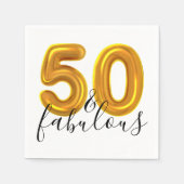 50と素晴らしい金ゴールド誕生日パーティー スタンダードカクテルナプキン (正面)