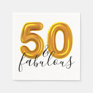50と素晴らしい金ゴールド誕生日パーティー スタンダードカクテルナプキン