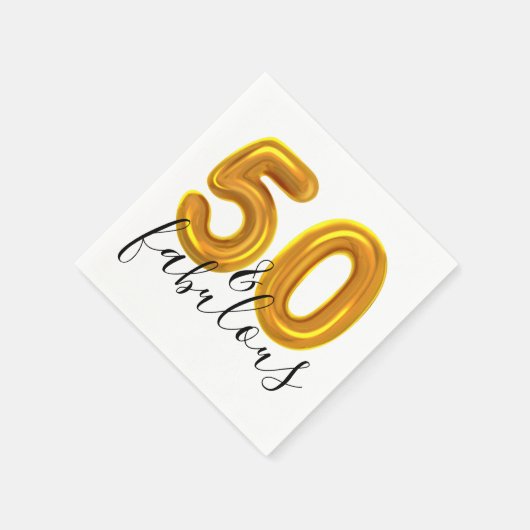 50と素晴らしい金ゴールド誕生日パーティー スタンダードカクテルナプキン (角)