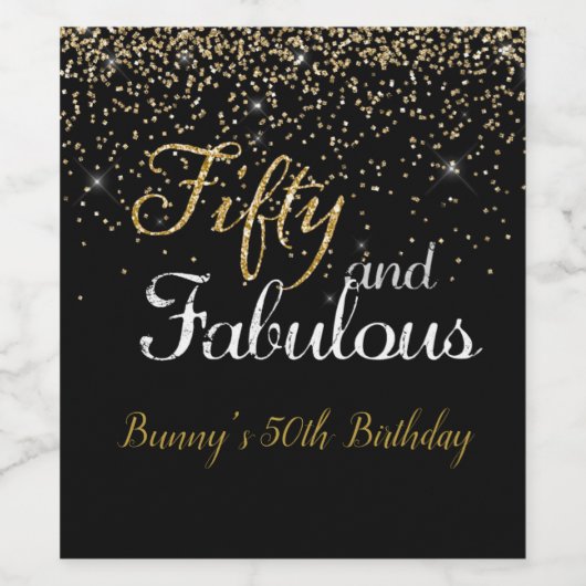 50と素晴らしい金ゴールド誕生日ワインラベル ワインラベル (シングルラベル)