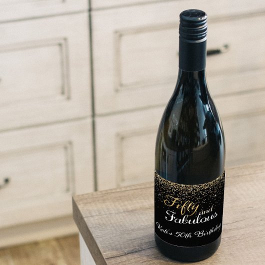 50と素晴らしい金ゴールド誕生日ワインラベル ワインラベル