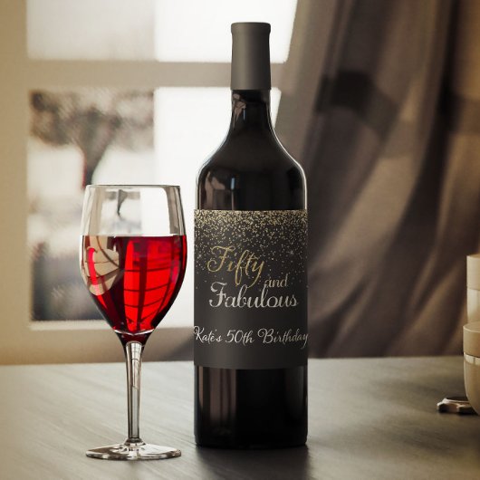 50と素晴らしい金ゴールド誕生日ワインラベル ワインラベル