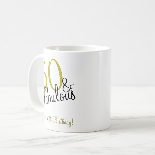 50と素晴らしい金ゴールド&ブラックハッピーバースデー コーヒーマグカップ (正面左)